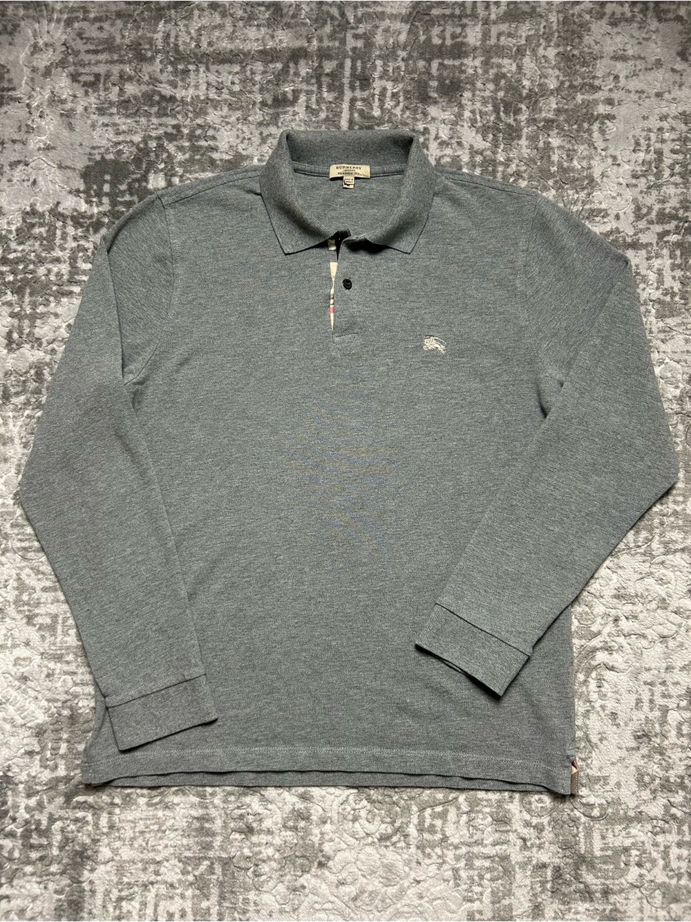 BURBERRY LONDON NOVA CHECK LONG SLEEVE POLO SHIRT SIZE MEDIUM